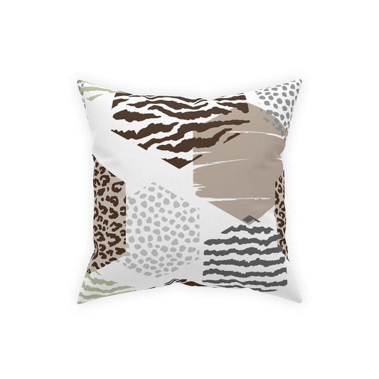 Decorative Throw Pillow - Beige Geometric Pattern