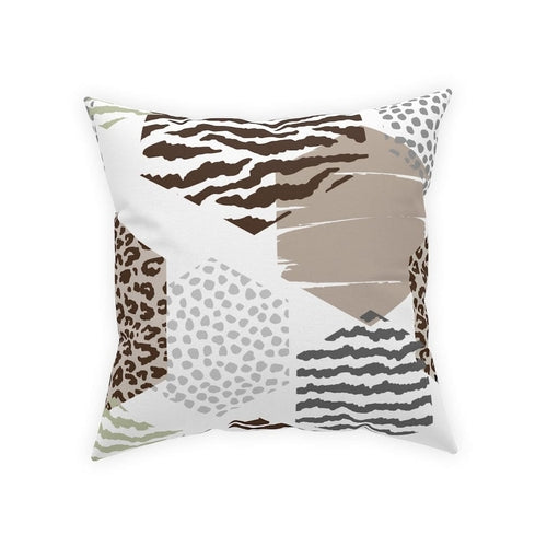 Decorative Throw Pillow - Beige Geometric Pattern