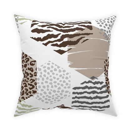 Decorative Throw Pillow - Beige Geometric Pattern