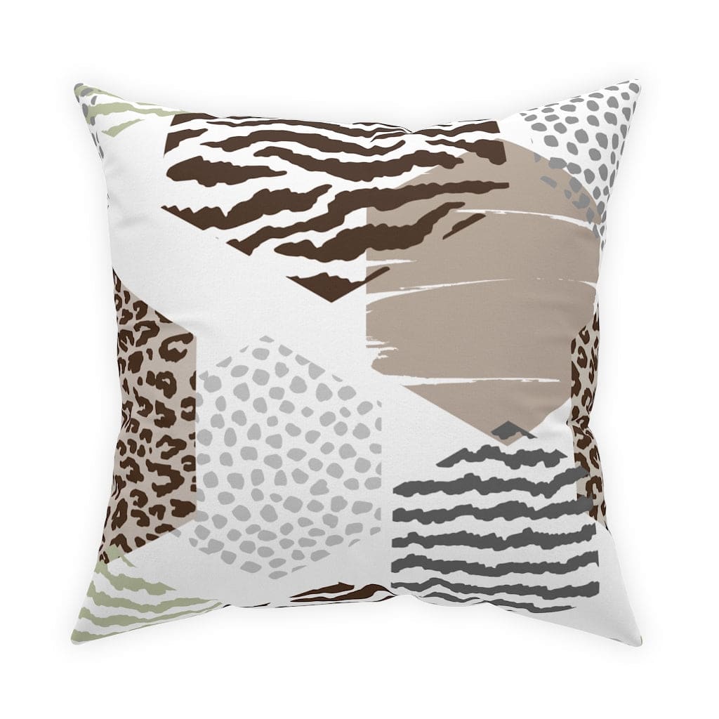 Decorative Throw Pillow - Beige Geometric Pattern