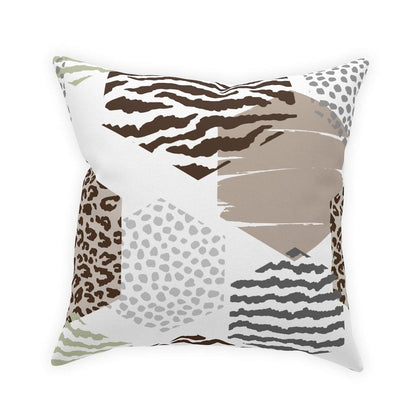 Decorative Throw Pillow - Beige Geometric Pattern