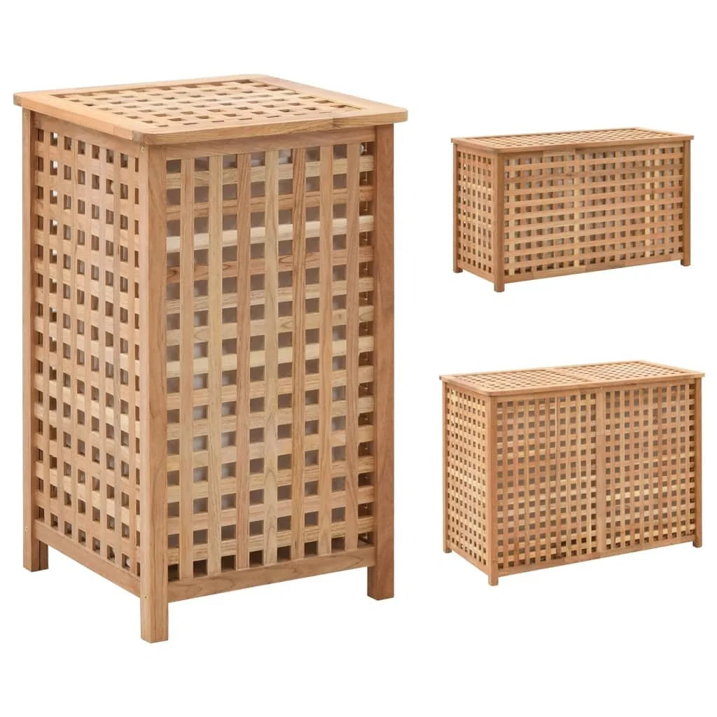 vidaXL Laundry Chest Basket with Removable Fabric Inner Bag Solid Wood Walnut